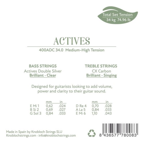 Knobloch Strings ACTIVES Double Silver CX Carbon 400ADC - Struny do Gitary Klasycznej