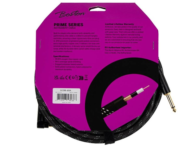 Boston Prime Series kabel gitarowy/instrumentalny 6m kątowy