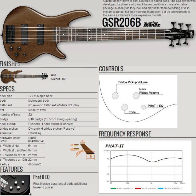 Ibanez GSR206B-WNF gitara basowa 6-strunowa