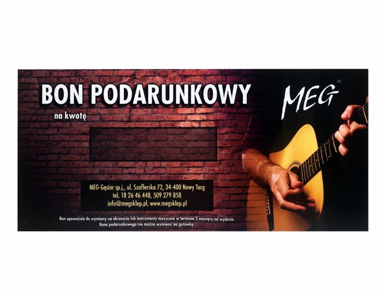 Bon podarunkowy sklep muzyczny