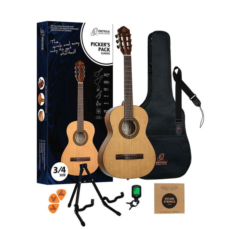Ortega RPPC34 Picker's Pack gitara klasyczna 3/4 Zestaw