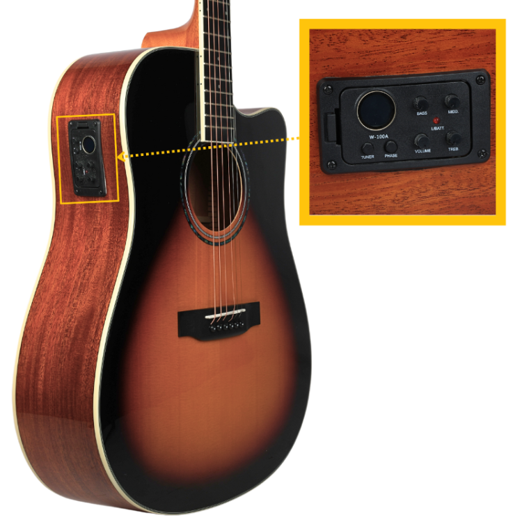 V-TONE VEAG1 CE VS gitara elektroakustyczna 4/4 dreadnought cutaway sunburst