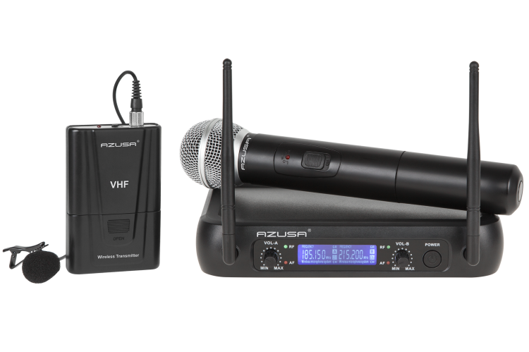 Mikrofony bezprzewodowe VHF Azusa WR-358LD do ręki+ lavalier
